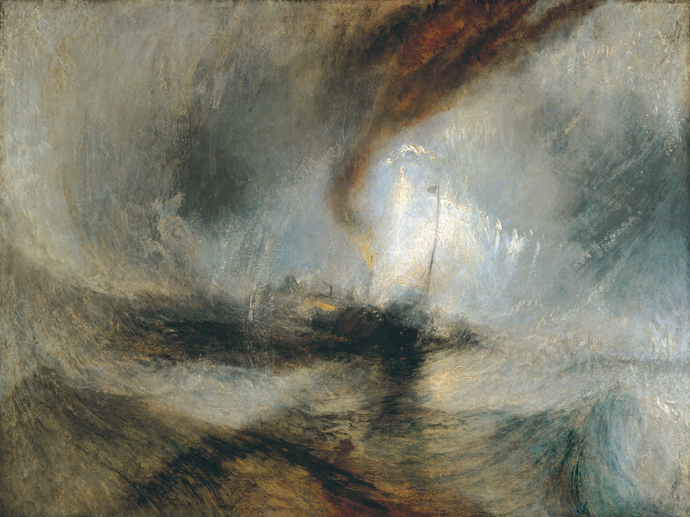 J.M.W. Turner's Snow Storm — a steam-boat in a swirling golden storm at sea